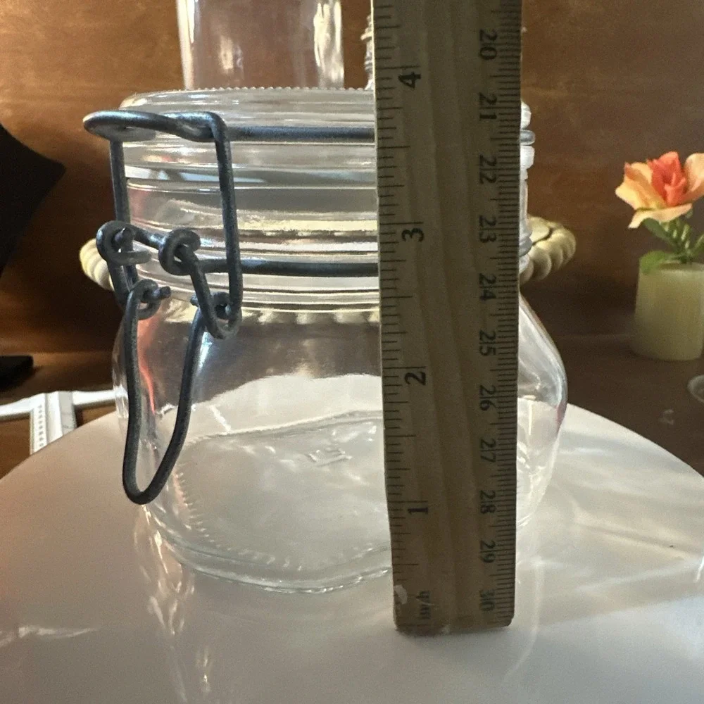 3-Fido Bormioli Rocco Wire Hinged Clear Glass Jar Made in Italy cottagecore